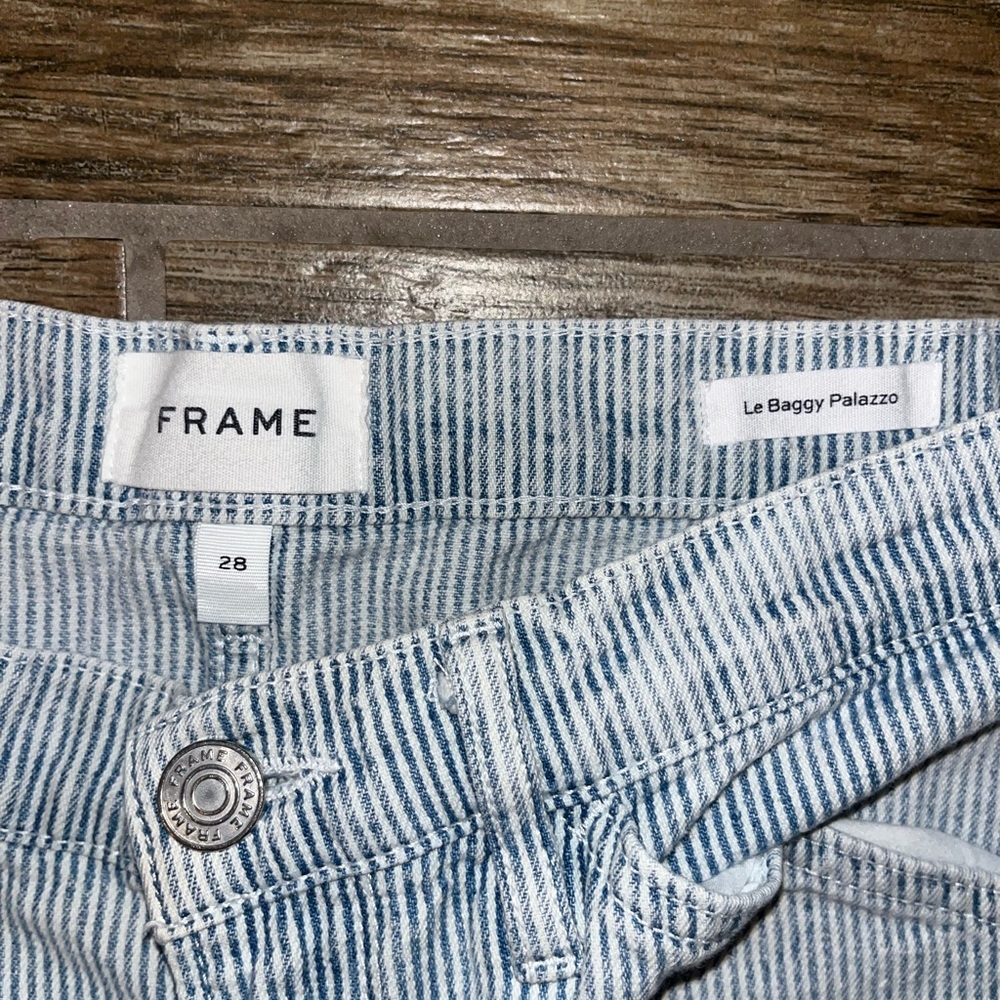 FRAME Le Baggy Palazzo Pinstripe Wide-leg Pants size 28 - Picture 3 of 4